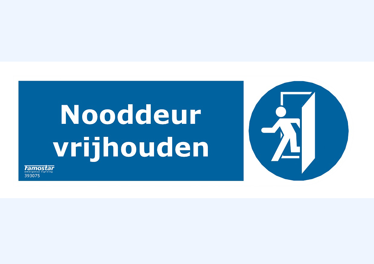 Nieuwe sticker voor op de nooddeur Nieuwe sticker voor op de nooddeur