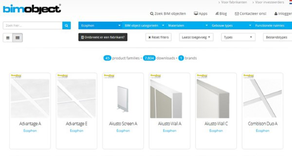 Ecophon BIM-objecten nu te downloaden via BIMobject