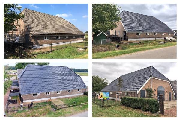 Zonnedakpannen op Priesnitzhoeve, Laag Soeren - voor en na