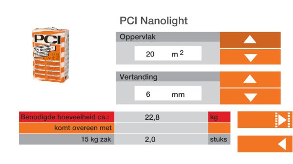 Handige app van PCI-tegellijmsystemen