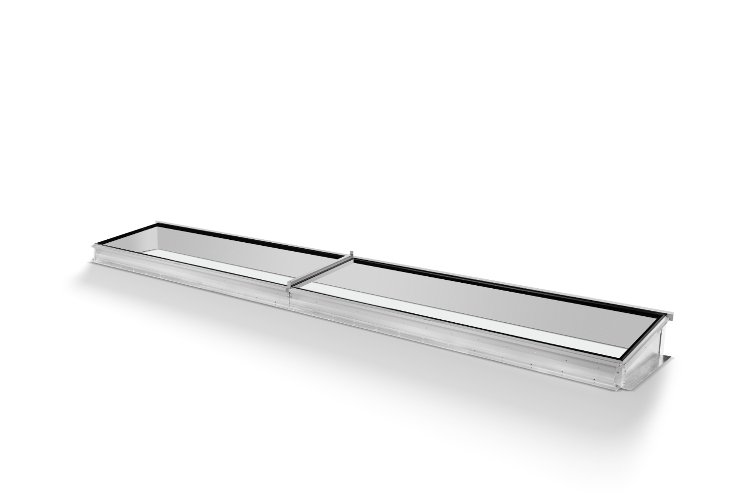 Stijlvolle glazen lichtstraat tot 7,60 mtr met slechts één ondersteuningskoker Stijlvolle glazen lichtstraat tot 7,60 mtr met slechts één ondersteuningskoker
