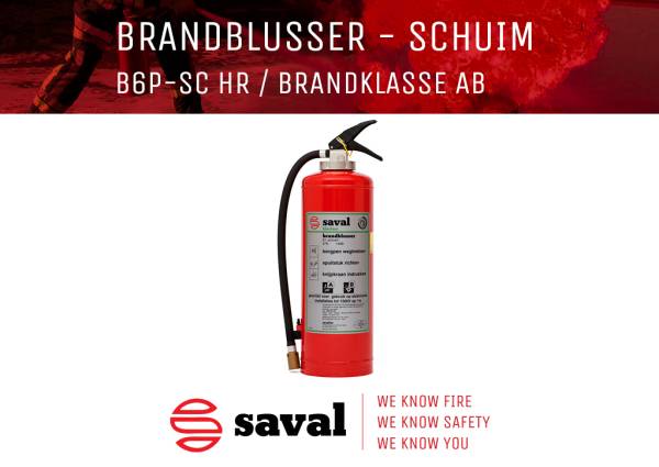 Saval brandblussers B6P-SC-HR schuimblusser