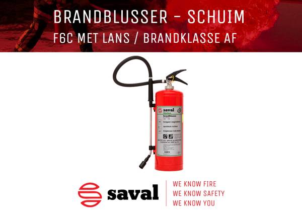 Saval brandblussers F6C-lans vetbrandblusser schuimblusser