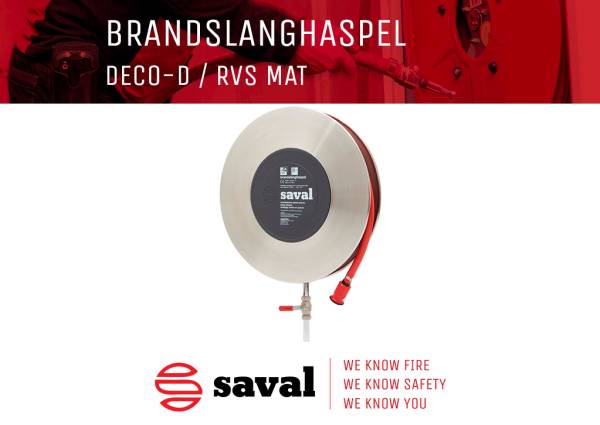 Brandslanghaspel Deco D RVS mat Saval