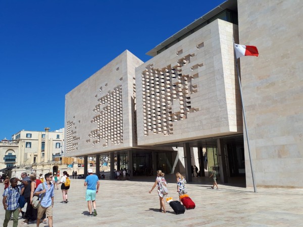 Het nieuwe parlementsgebouw in Valleta, ontworpen door Renzo Piano als onderdeel van het City Gate project