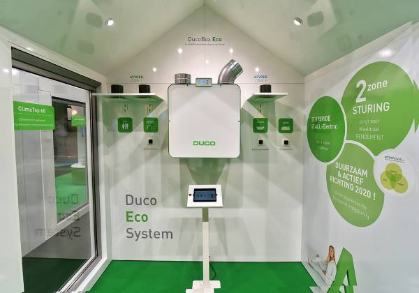 DucoBox Eco ventilatiewarmtepomp in tentoonstellings-opstelling