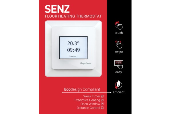 nVent RAYCHEM Senz elektrische vloerverwarmings thermostaat 