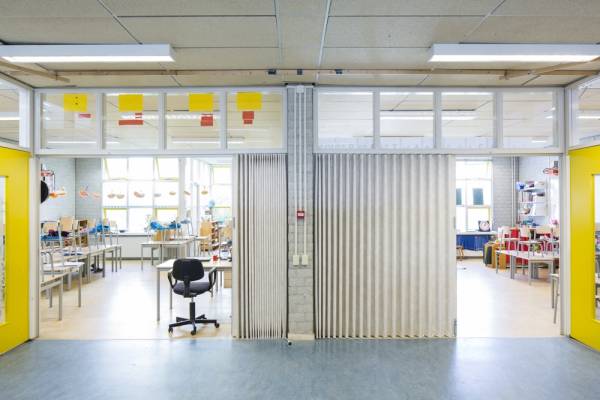  kunstlederen vouwwanden school half open