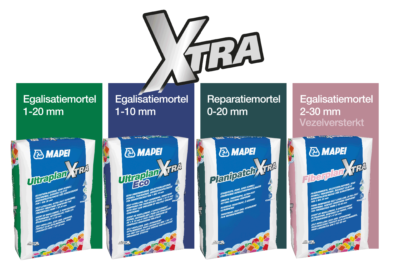Mapei Xtra-line egaliseerproducten Mapei Xtra-line egaliseerproducten