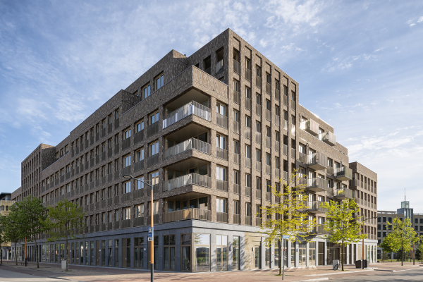 Sto minerale steenstrips dmv prefab gevelpanelen, woongebouw Reykjavik, Utrecht