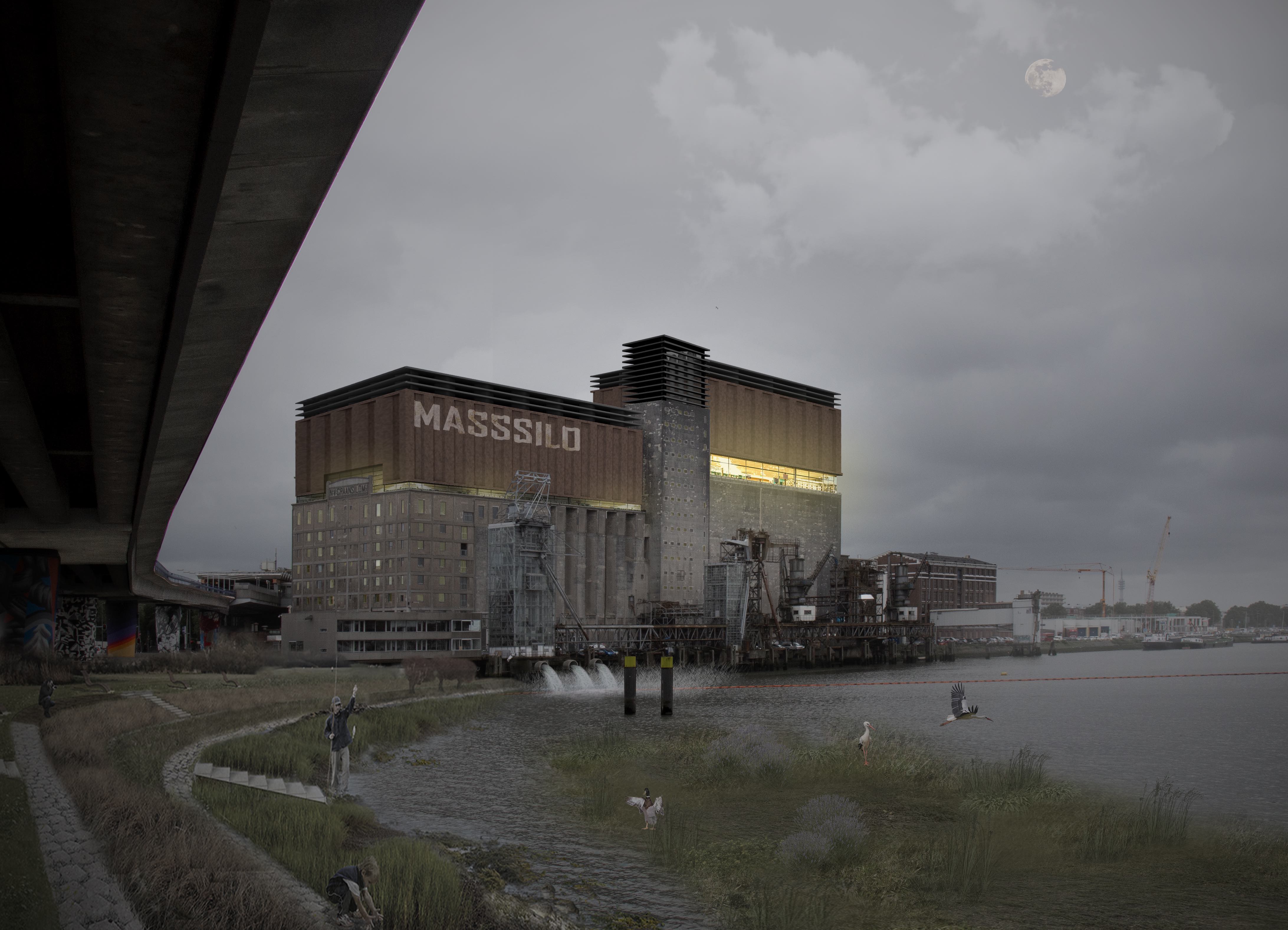 Impressie van Kaw's ontwerp voor de Maassilo in Rotterdam Impressie van Kaw's ontwerp voor de Maassilo in Rotterdam