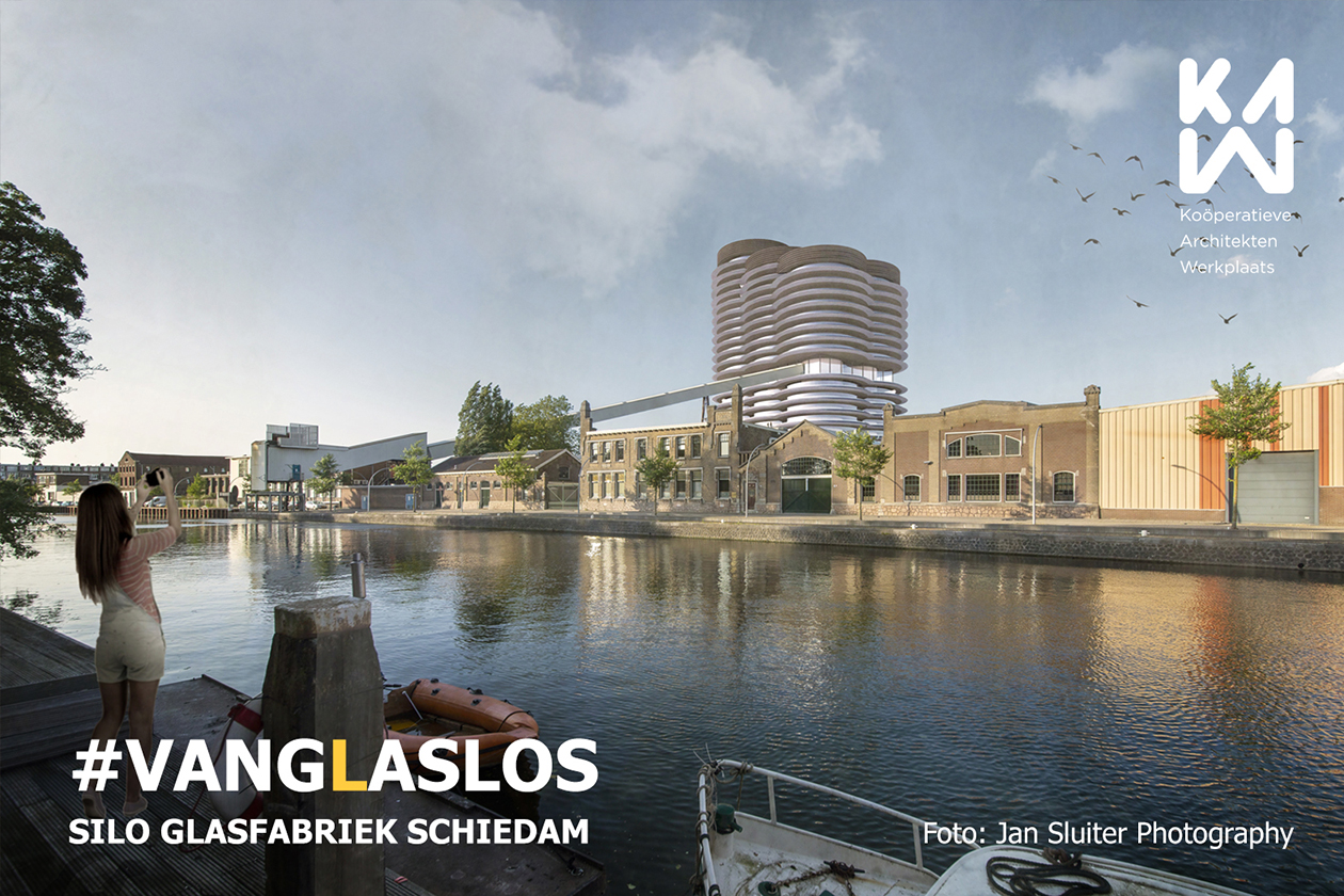 Impressie van het idee van KAW voor de silo in Schiedam Impressie van het idee van KAW voor de silo in Schiedam