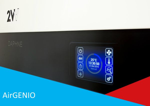 AirGENIO touchscreen op DAPHNE XL wtw-unit voor grotere volumes