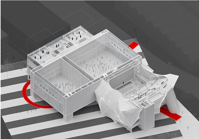 Maquette van multidisciplinair cultuurcentrum Manchester, OMA