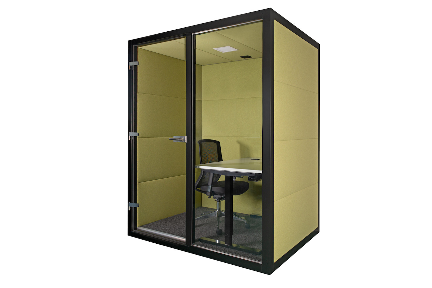 Concentratiewerkplek met glazen wand en deur Concentratiewerkplek met glazen wand en deur