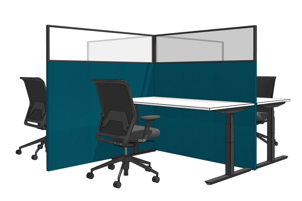 Corona kantoorinrichting kantoorwand met plexiglas Corona kantoorinrichting kantoorwand met plexiglas
