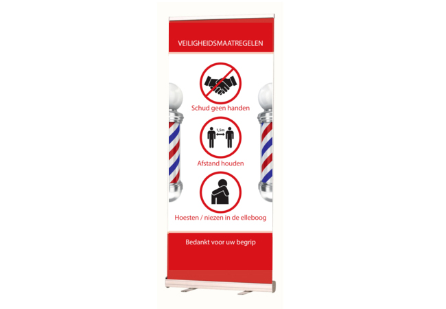 Barber brace | NBD Nederlandse Bouwdocumentatie Roll-Up veiligheidsinstructie barber editie