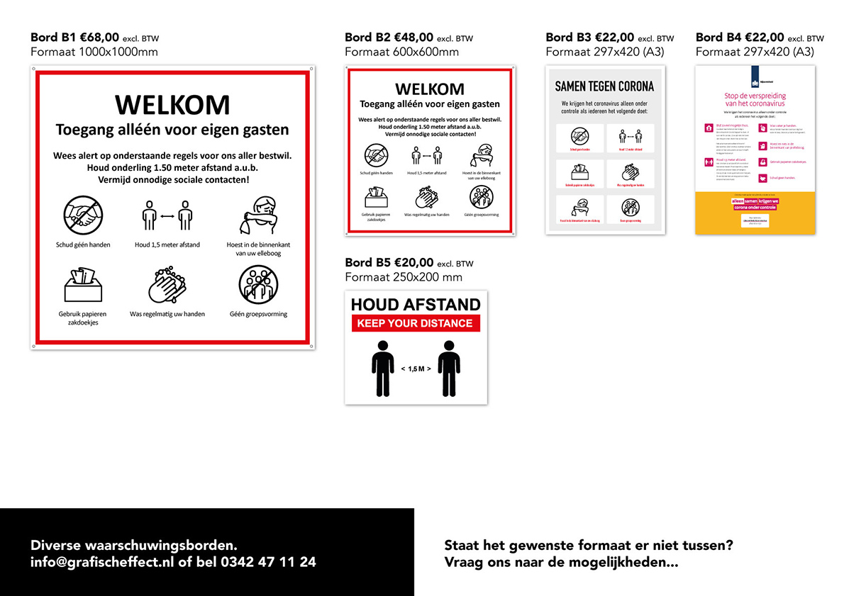 Veldhuizen Grafisch Effect - anti corona borden Veldhuizen Grafisch Effect - anti corona borden