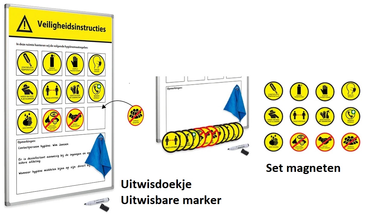 Corona magneet/schrijfbord Veiligheidsregels Corona magneet/schrijfbord Veiligheidsregels