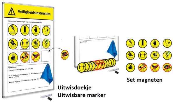 Corona magneet/schrijfbord Veiligheidsregels