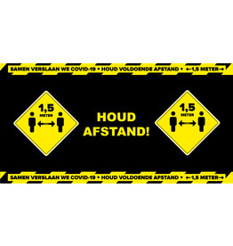 Dr.Sticker | NBD Nederlandse Bouwdocumentatie Corona COVID-19 HOUD AFSTAND Bouwhekdoek / spandoek