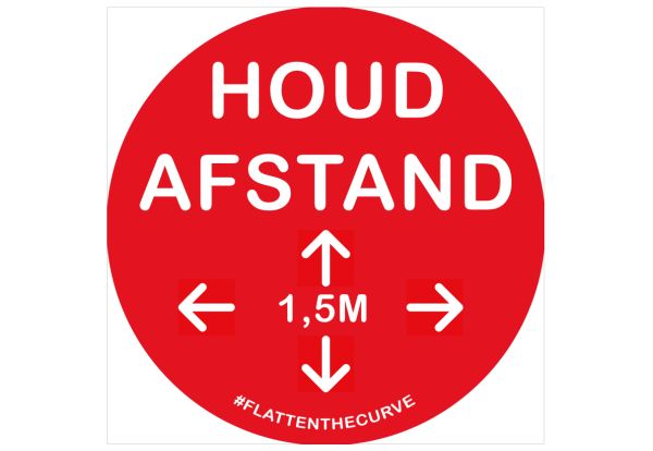 Company7 | NBD Nederlandse Bouwdocumentatie Raamstickers "houd afstand"