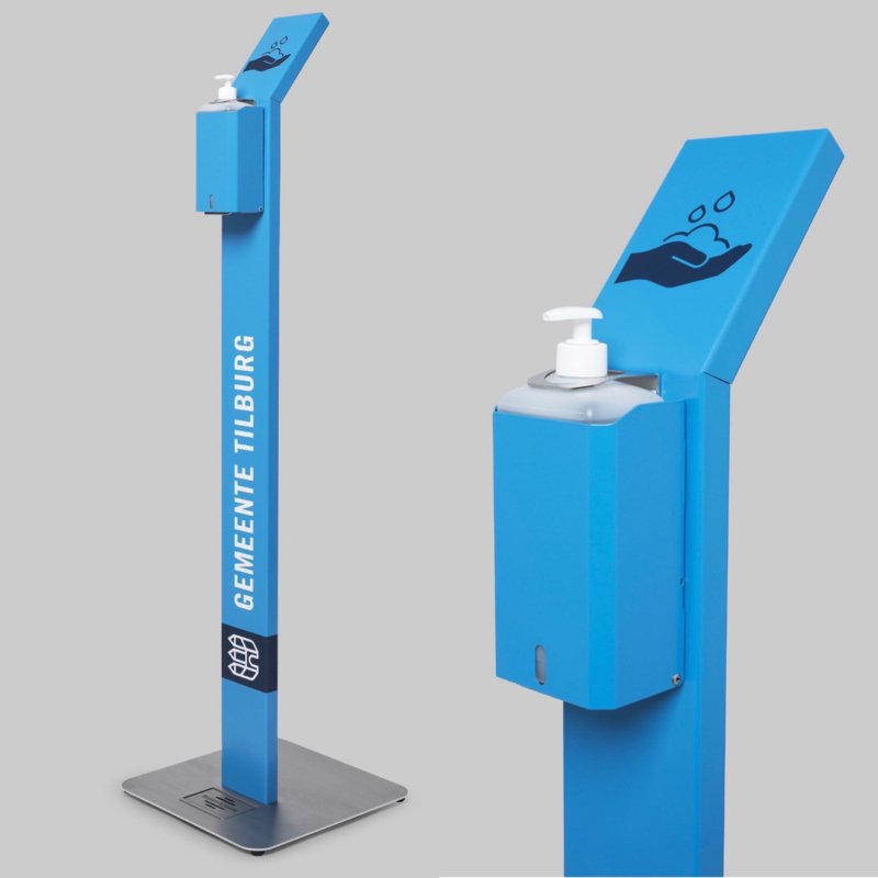 Desinfectie paal met literfles dispenser Desinfectie paal met literfles dispenser