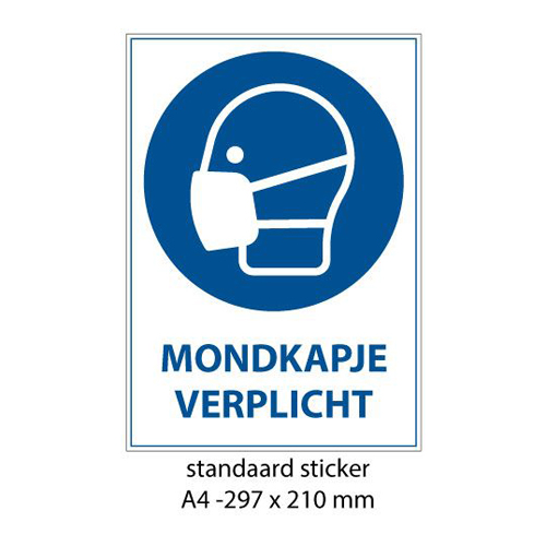 Sticker mondkapje verplicht A4