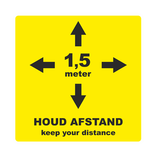 Vloersticker INDOOR vierkant 1,5 meter afstand Vloersticker INDOOR vierkant 1,5 meter afstand