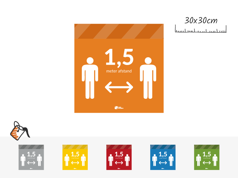 Visual Workplace | NBD Nederlandse Bouwdocumentatie 1,5 m AFSTAND - Vloersticker Vierkant (1,5 m afstand)
