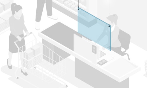 Hangend anti-corona spatscherm van plexiglas plaat