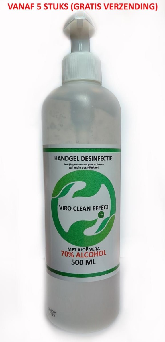 Viro Clean (70% Alcohol + Aloë Vera) 500ml + Pomp Handgel Desinfectie 