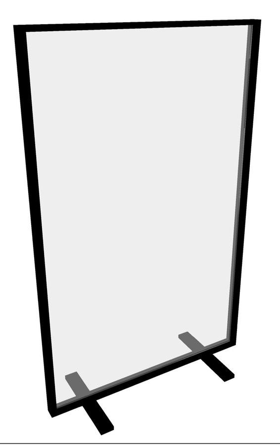 EM Kantoorsystemen BV | NBD Nederlandse Bouwdocumentatie Bureauscherm Plexiglas 100x160 Vrijstaand Scheidingswand / Polycarbonaat