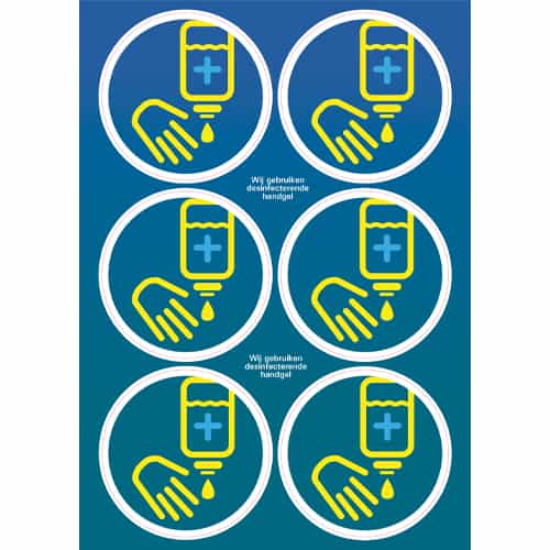 Vinyl stickervel gebruik desinfecterende handgel