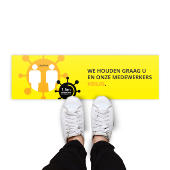 Vloerstickers geel - “houd afstand”