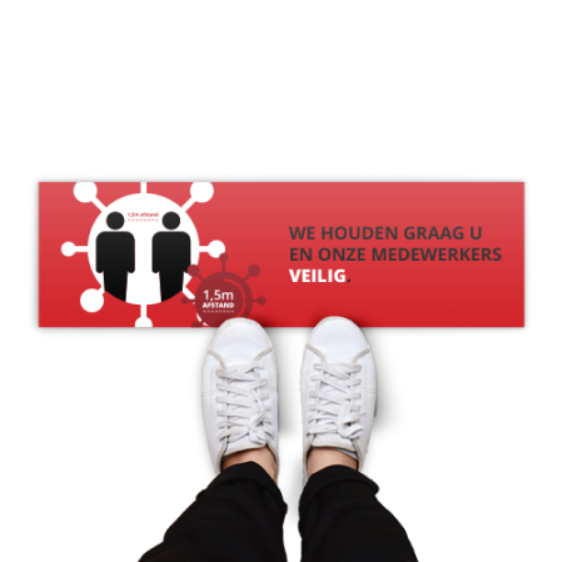 Vloerstickers rood - “houd afstand”