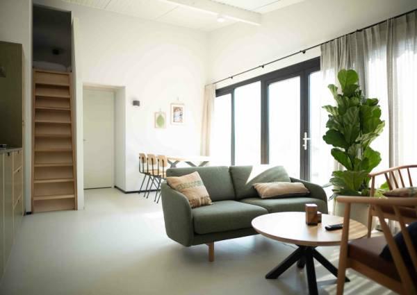 Mooi groen rustig ontwerp met duurzaam Marmoleum van Forbo Flooring op de grond