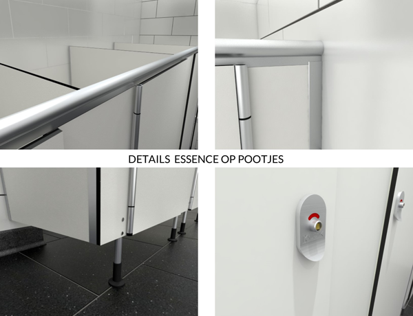 Details Essence sanitaire cabine op pootjes