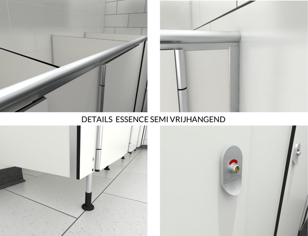 Details Essence sanitaire cabine semi-vrijhangend