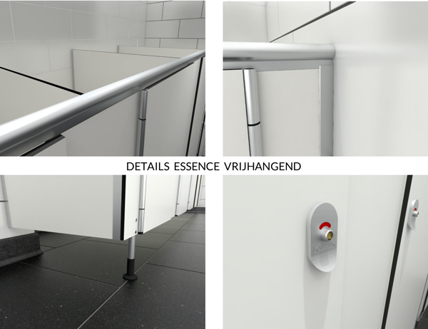 Details Essence sanitaire cabine vrijhangend