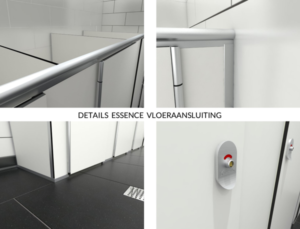 Details Essence sanitaire cabine met vloeraansluiting