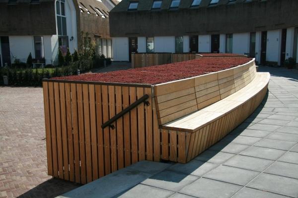 Detail FalcoLok overkapping met groendak fietskluizen Detail FalcoLok overkapping met groendak fietskluizen