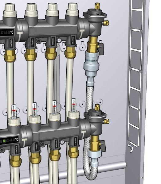 Caleffi kunststof verdeler serie 671 met bypass 182000 inst