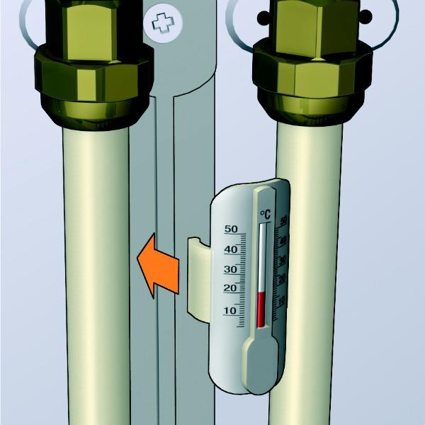 Caleffi kunststof verdeler serie 671 optionele klikthermometer Caleffi kunststof verdeler serie 671 optionele klikthermometer