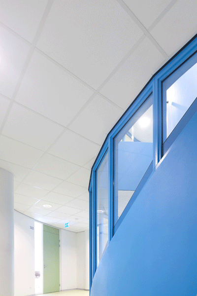 EKOTEX ECOLOGISCH glasweefsel behang, Christiaan Huygens college te Eindhoven, architectenbureau RAU