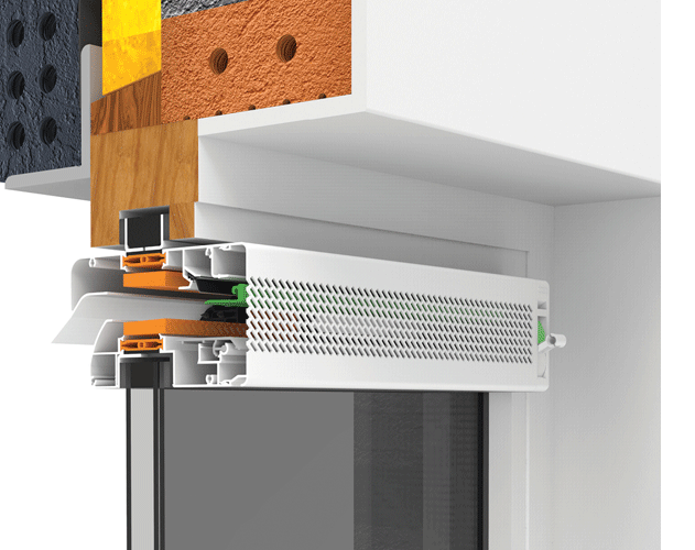 Brandwerend geluiddempend ventilatierooster FireMax EW 30 ‘ZR’ voor glasplaatsing