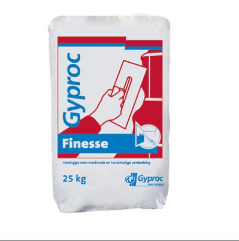 Gyproc Finesse, hechtgips machinale en handmatige verwerking