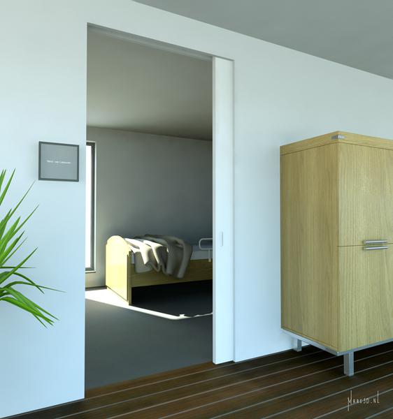 Jonka softcare zweefdeursysteem slaapkamer open Jonka softcare zweefdeursysteem slaapkamer open