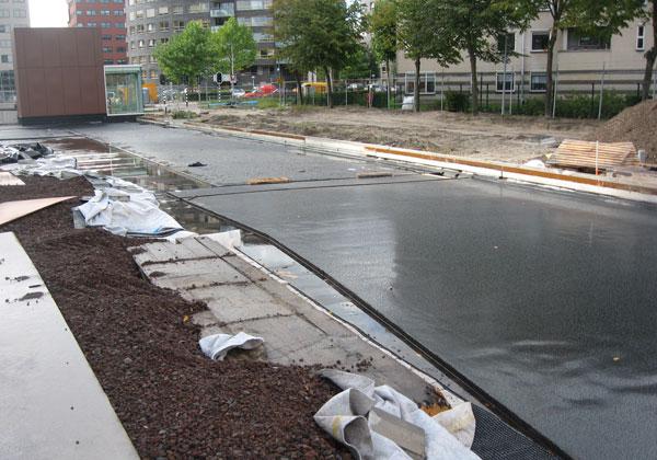 Een PARKEERDAK van Leven op Daken, gietasfalt