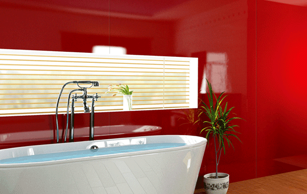 PyraSied Lustrolite® naadloze wandafwerking badkamerwand rouge